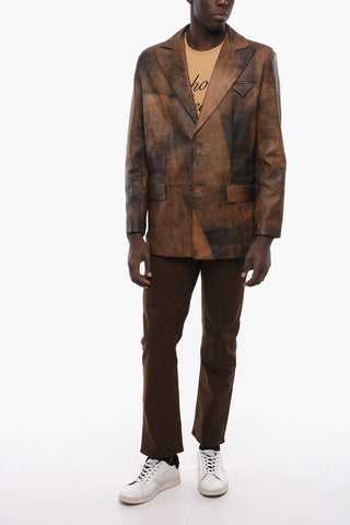 leather no vent peak lapel 2-button blazer
