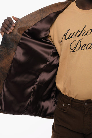 leather no vent peak lapel 2-button blazer
