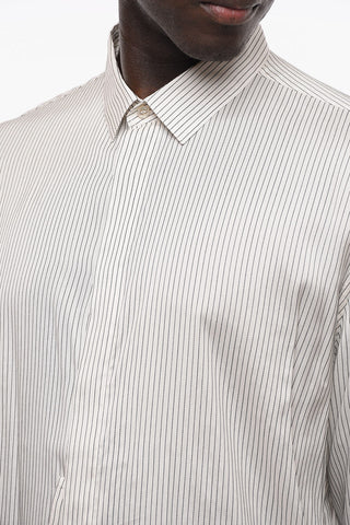 Striped Silk Shirt with Concealed Buttoning