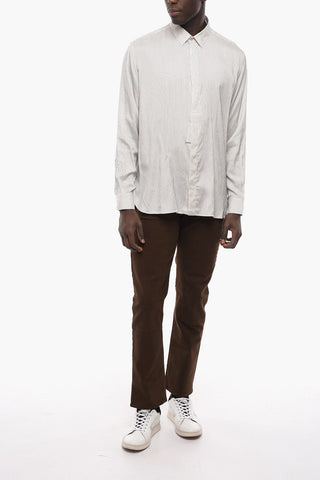 Striped Silk Shirt with Concealed Buttoning