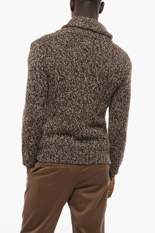 DENIM & SUPPLY Shawl Lapel Wool Blend Cardigan with Frogs