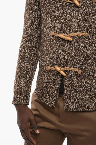 DENIM & SUPPLY Shawl Lapel Wool Blend Cardigan with Frogs
