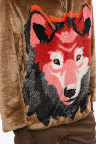 Eco-fur INTARSIA Jacquard Jacket with Half Zip