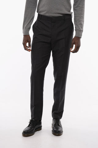 Mohair Blend Slim Fit Pants with Belt Loops