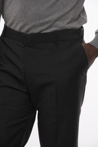 Mohair Blend Slim Fit Pants with Belt Loops
