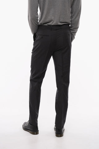 Mohair Blend Slim Fit Pants with Belt Loops