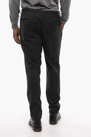 Wool-blend Slim-fit Trousers with Check Pattern