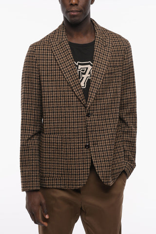 2-2 Textured Tweed 2-Buttons BAR Blazer with Patch Pockets