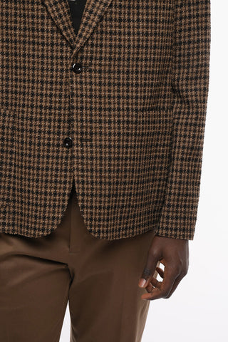 2-2 Textured Tweed 2-Buttons BAR Blazer with Patch Pockets