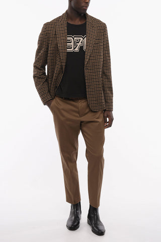 2-2 Textured Tweed 2-Buttons BAR Blazer with Patch Pockets