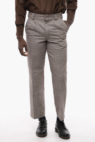 Double Pleated District Check Loose Fit Pants
