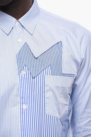 SHIRT Pinstriped Shirt with Patchwork Details