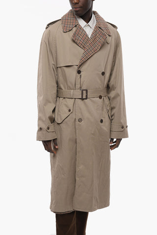 UNISEX Cotton Reversible Trench with Pied-de-poule Internal Wool