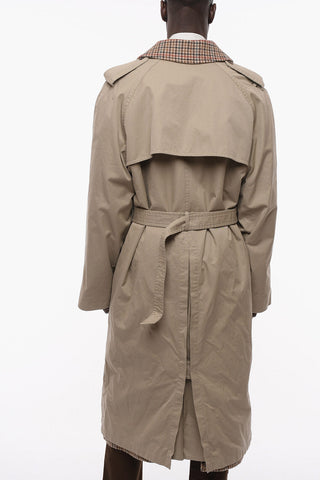 UNISEX Cotton Reversible Trench with Pied-de-poule Internal Wool