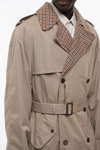 UNISEX Cotton Reversible Trench with Pied-de-poule Internal Wool