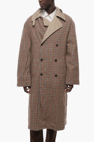 UNISEX Cotton Reversible Trench with Pied-de-poule Internal Wool