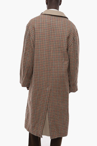 UNISEX Cotton Reversible Trench with Pied-de-poule Internal Wool