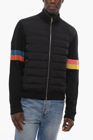 Front Zipped Quilted Jacket with Knitted Sleeves
