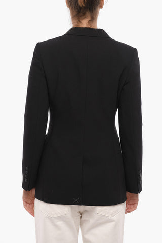 Virgin-wool Gabardine Blazer with Peak Lapel