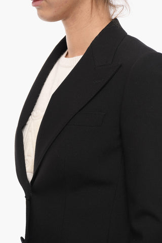 Virgin-wool Gabardine Blazer with Peak Lapel
