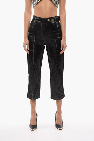 Coated-Fabric Cropped-Fit Cargo Pants