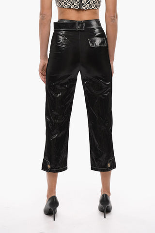 Coated-Fabric Cropped-Fit Cargo Pants