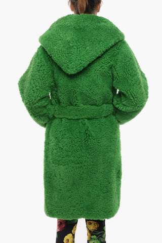 Lamb Fur Wrap Coat with Hood