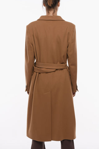 EXCLUSIVE GARMENT Flap Pockets Double-breasted Coat with Belt