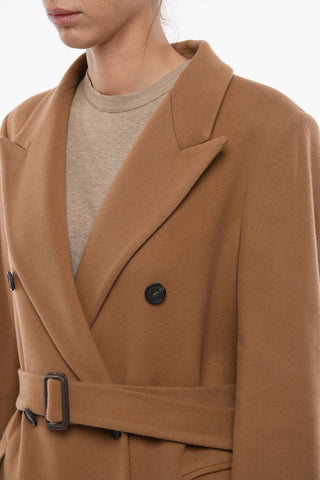 EXCLUSIVE GARMENT Flap Pockets Double-breasted Coat with Belt