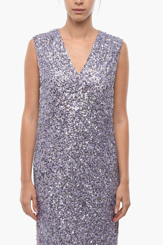 Sleeveless Dress DEENA with All-Over Sequins and Side Slits