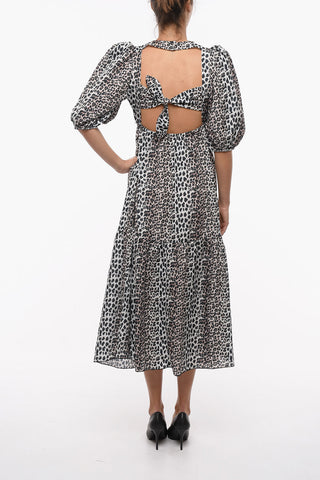Animal Motif Open Back CARRIE Maxi Flared Dress