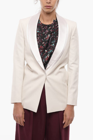 Blazer Smoking con Revers a Scialle e Dettagli in Satin
