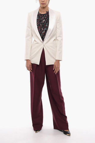 Blazer Smoking con Revers a Scialle e Dettagli in Satin