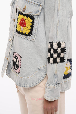 Oversize Denim Jacket with Crochet Details