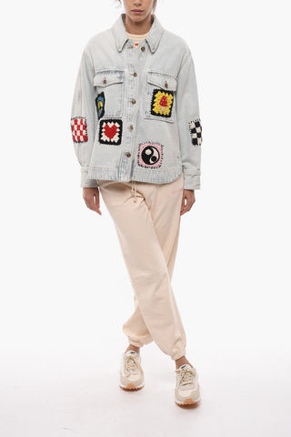 Oversize Denim Jacket with Crochet Details
