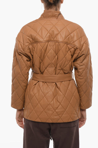 Giubbotto Trapuntato in Pelle CHANTALLE con Cintura