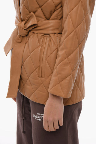 Giubbotto Trapuntato in Pelle CHANTALLE con Cintura