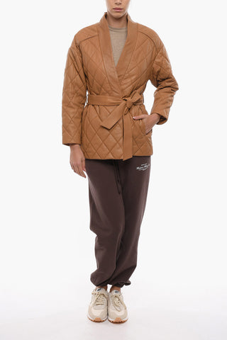 Giubbotto Trapuntato in Pelle CHANTALLE con Cintura