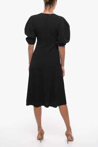 Maxi Dress DARCY in Tessuto Seersucker con Maniche a Sbuffo