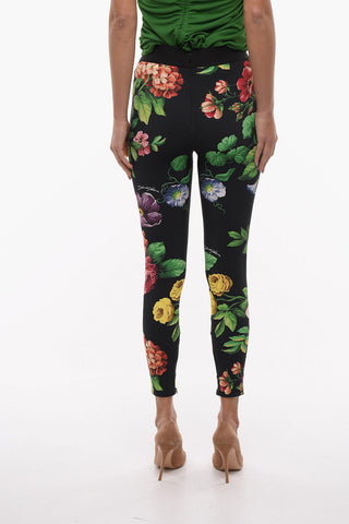 Floral Printed Leggings with Logoed Waistband
