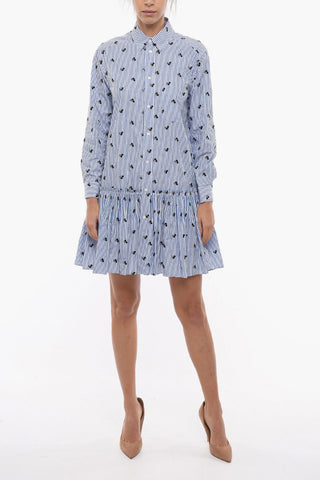 Striped Embroidered Shirt Dress