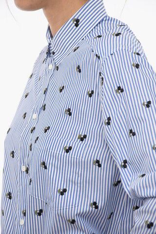 Striped Embroidered Shirt Dress