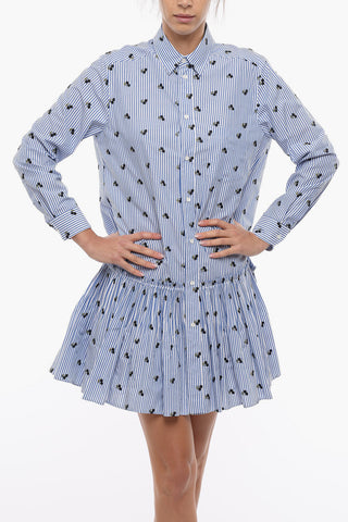 Striped Embroidered Shirt Dress
