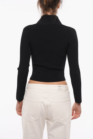 Maglione A Collo Alto Cropped Elasticizzato