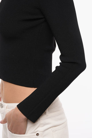 Maglione A Collo Alto Cropped Elasticizzato