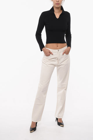 Maglione A Collo Alto Cropped Elasticizzato