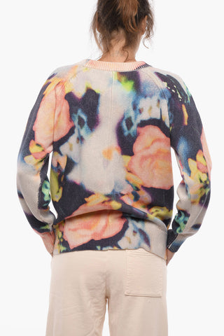 PS Crew Neck Cotton Blend Sweater with Tie Dye Motif