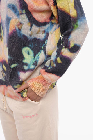 PS Crew Neck Cotton Blend Sweater with Tie Dye Motif
