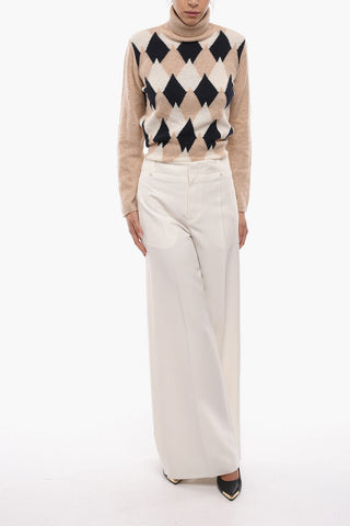 High-Waist Palazzo Trousers with Belt Loops