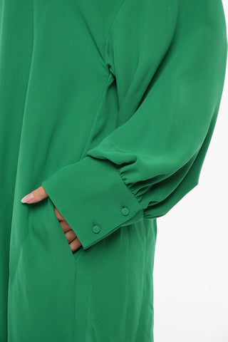Vestito Maxi In Seta A Maniche Lunghe Con Spacco Laterale